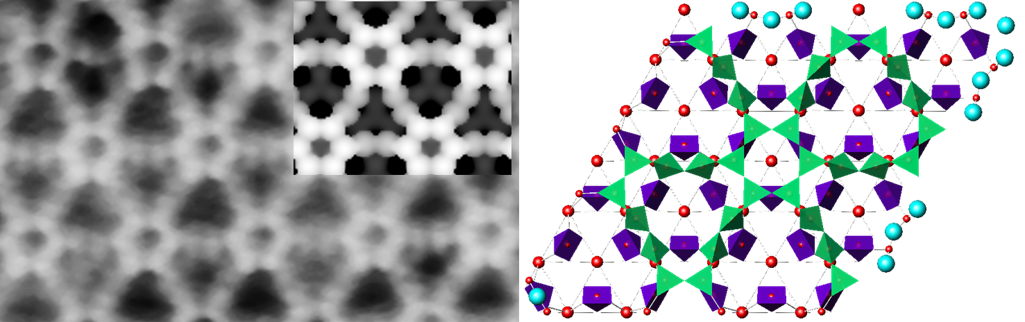 Experimental and simulated images of oxide surfaces